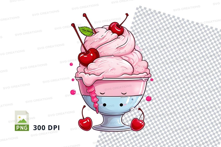 Cartoon ice cream sundae clipart png