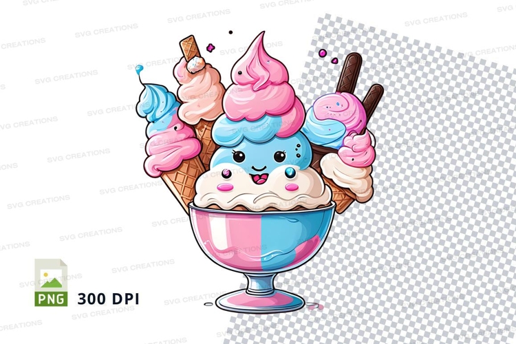 Cartoon ice cream sundae clipart png