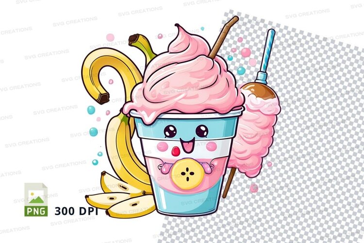 Cotton candy banana smoothie clipart png example image 1