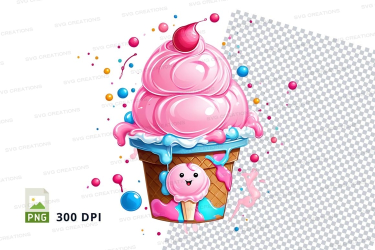 Pink ice cream cupcake clipart png