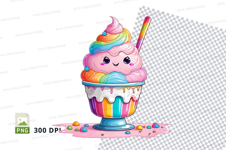 Cartoon rainbow ice cream clipart