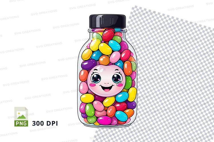Jar of colorful jelly beans clipart png