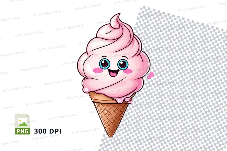 Cartoon pink ice cream cone clipart png