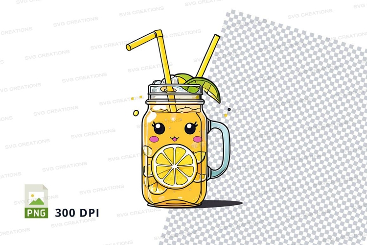 Cartoon lemonade mason jar mug mockup