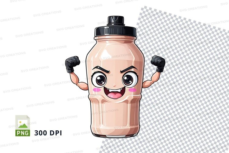 Cartoon water bottle mockup example image 1