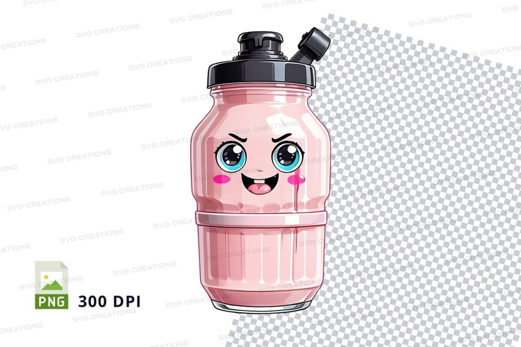 Cartoon face water bottle mockup