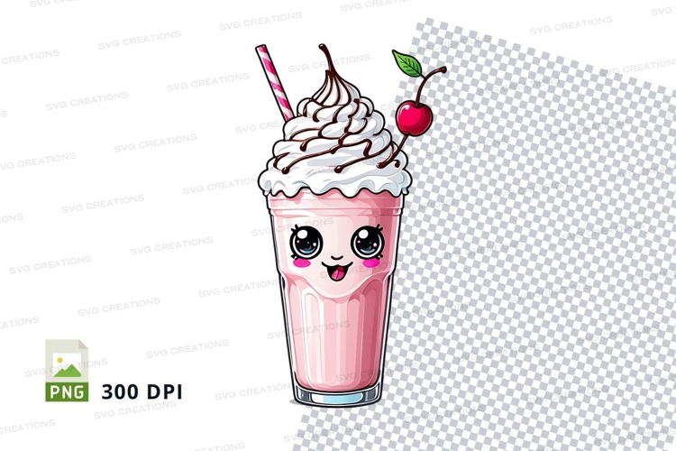 Cute strawberry milkshake clipart png