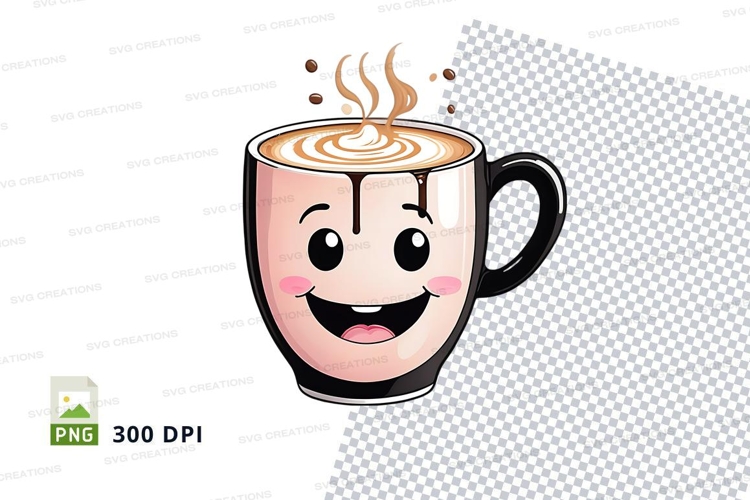 Coffee mug mockup with cartoon face