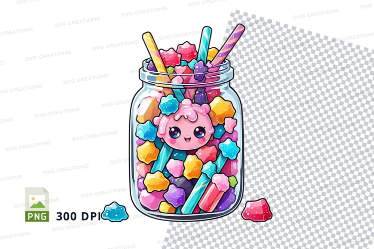 Candy jar with unicorn clipart png