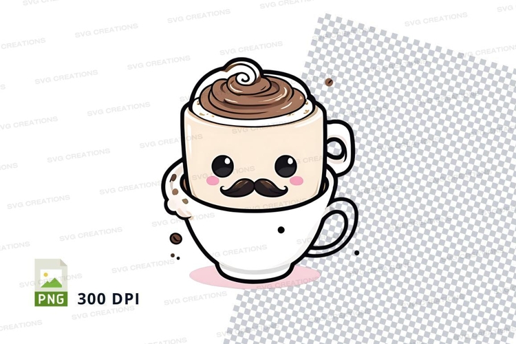 Coffee mug mockup with cartoon face