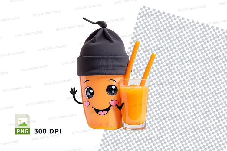 Orange juice carton with face mockup