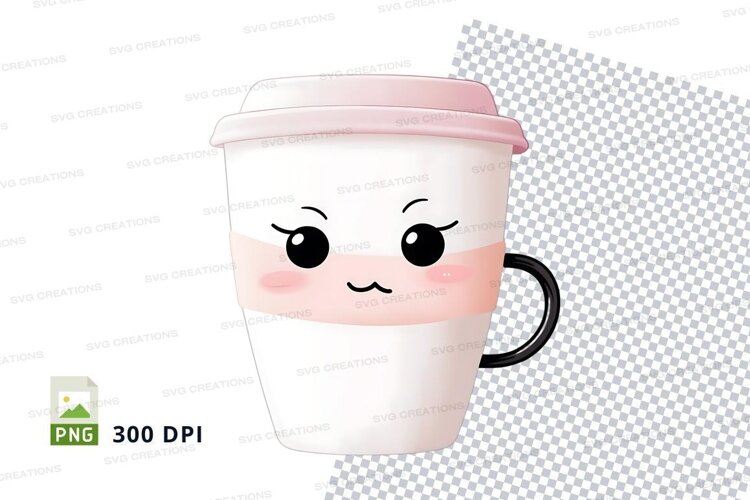 Coffee cup mockup with cute face example image 1