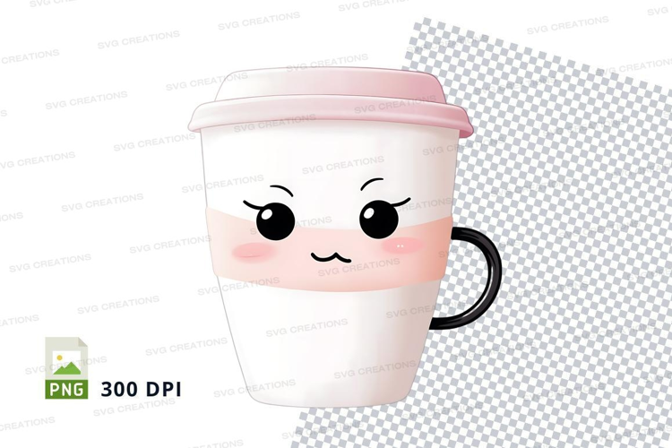 Coffee cup mockup with cute face