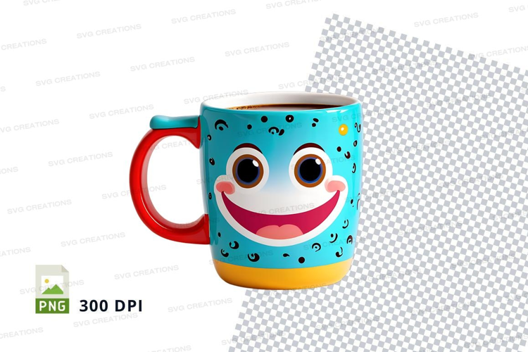 Cartoon face ceramic coffee mug mockup