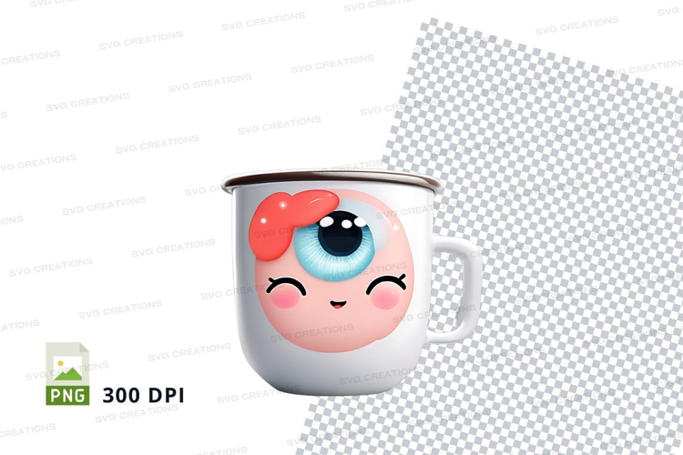 Cute cartoon face enamel mug mockup