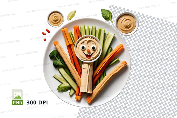 Plate with vegetables and dip mockup