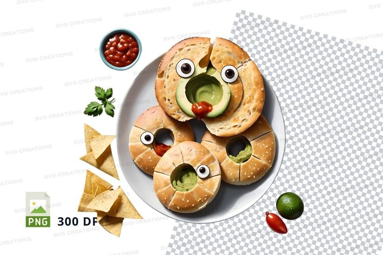 Creative avocado bagel mockup with face design example image 1