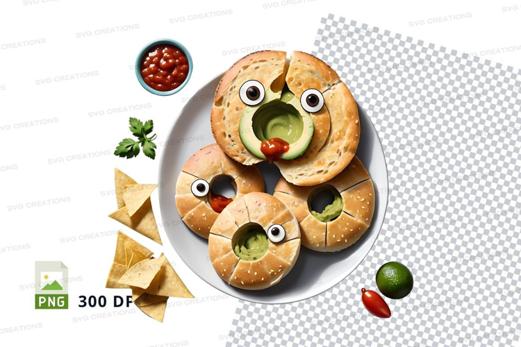 Creative avocado bagel mockup with face design