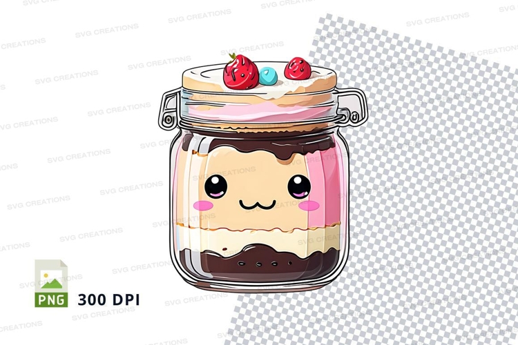 Cute kawaii dessert jar mockup