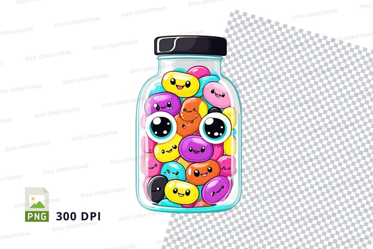 Cute jar of emoji donuts mockup