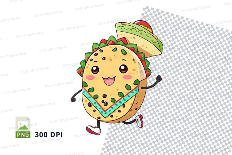 Cartoon taco character clipart png