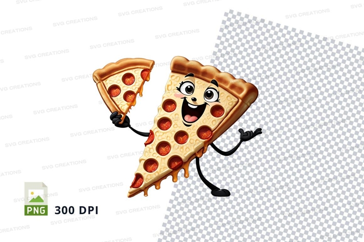Pizza slice cartoon character mockup