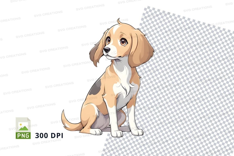 Illustrated beagle puppy clipart png