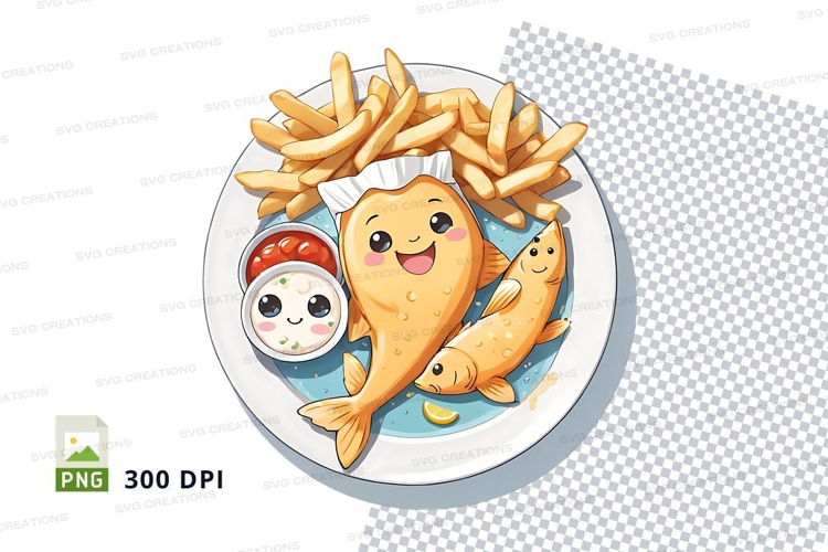 Cartoon chicken and fries clipart png