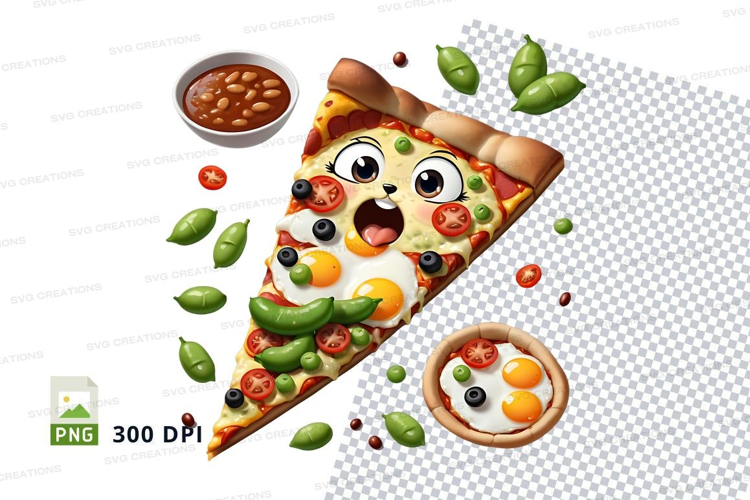 Pizza slice mockup with face design