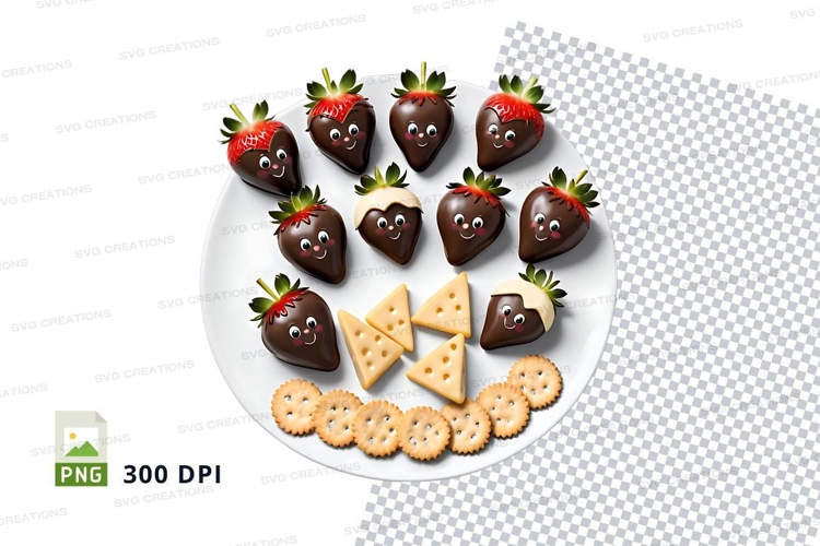 Chocolate-covered strawberries and crackers clipart png