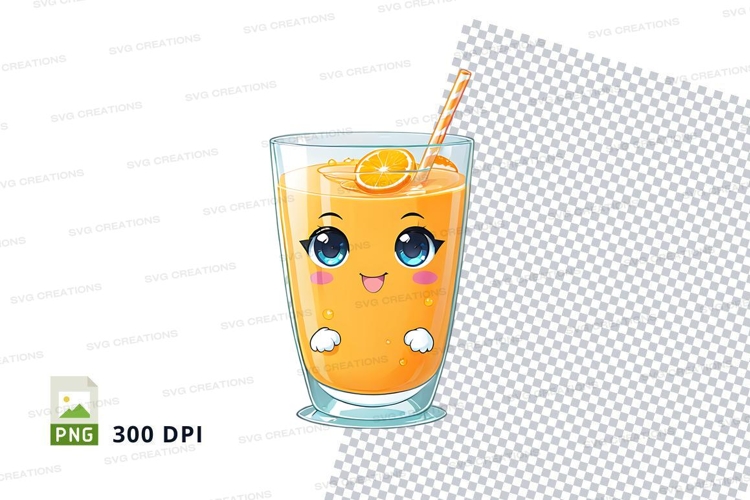 Cartoon orange juice glass mockup