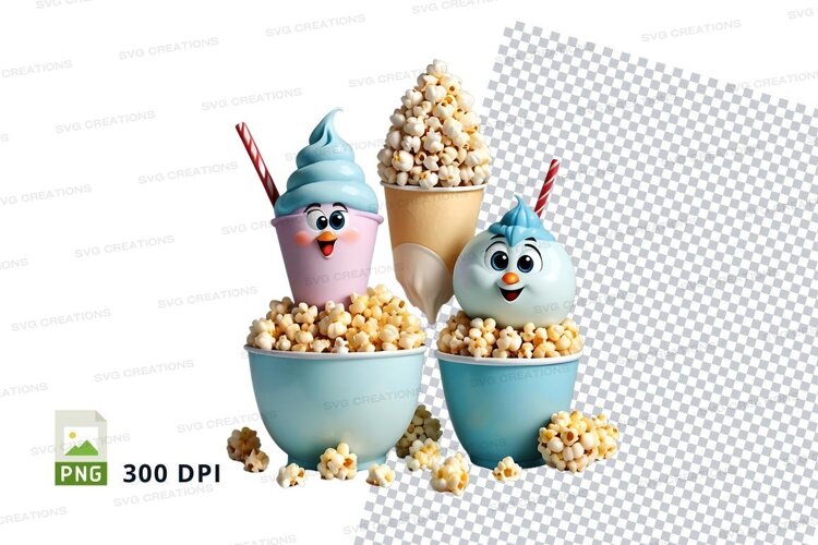 Popcorn in bird-themed containers mockup example image 1