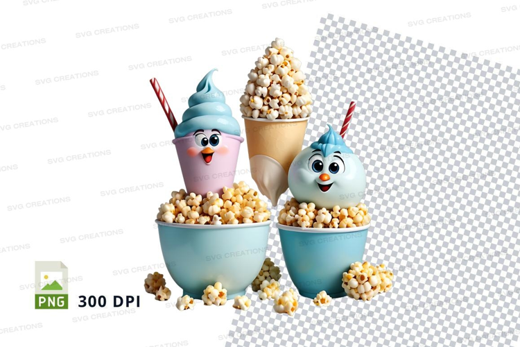 Popcorn in bird-themed containers mockup