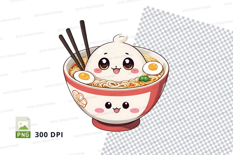 Cute cartoon ramen bowl clipart png