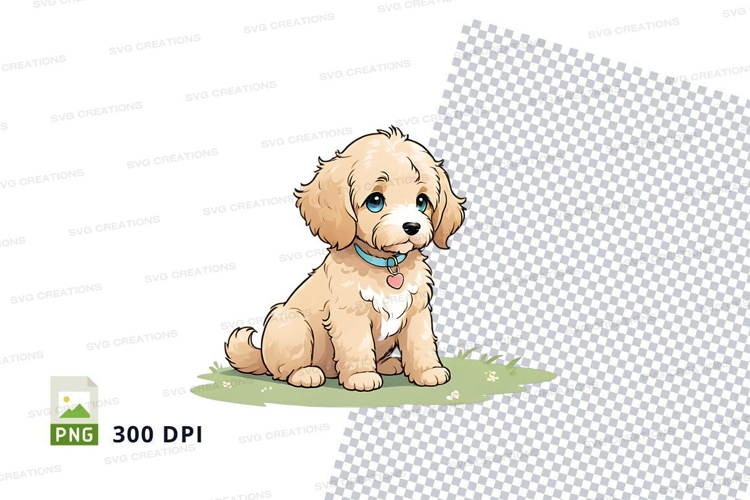 Clipart png of a cute puppy sitting on grass
