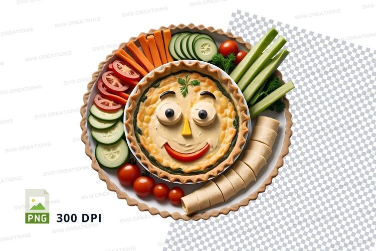 Creative hummus platter with face design example image 1
