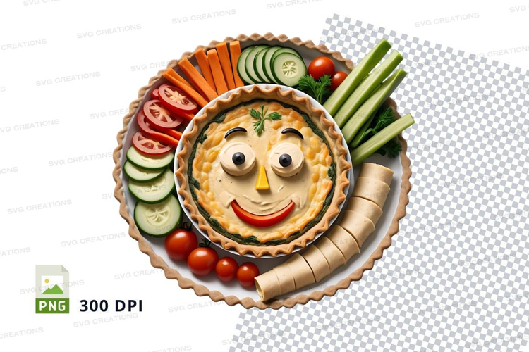 Creative hummus platter with face design
