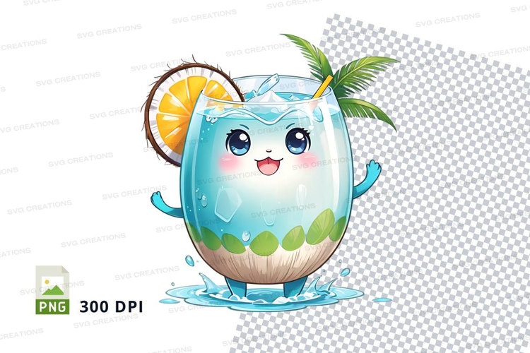 Coconut cocktail mockup with palm tree