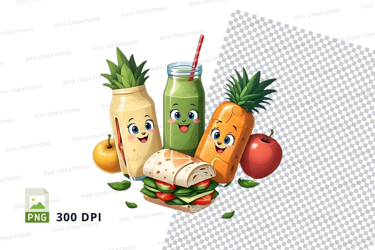 Fruit smoothie and sandwich mockup