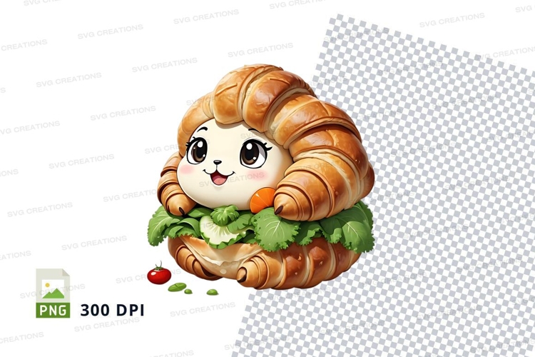 Cartoon croissant sandwich clipart png