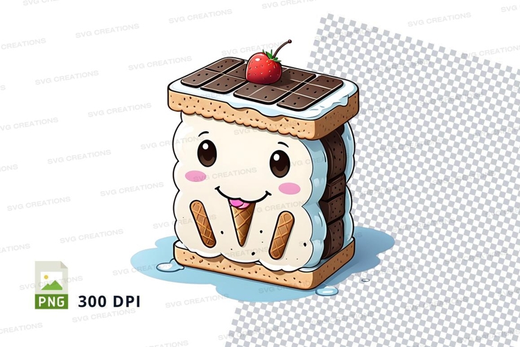 Cartoon ice cream sandwich clipart png