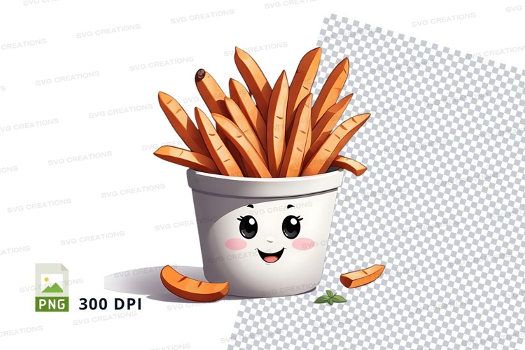 Cartoon french fry bucket mockup