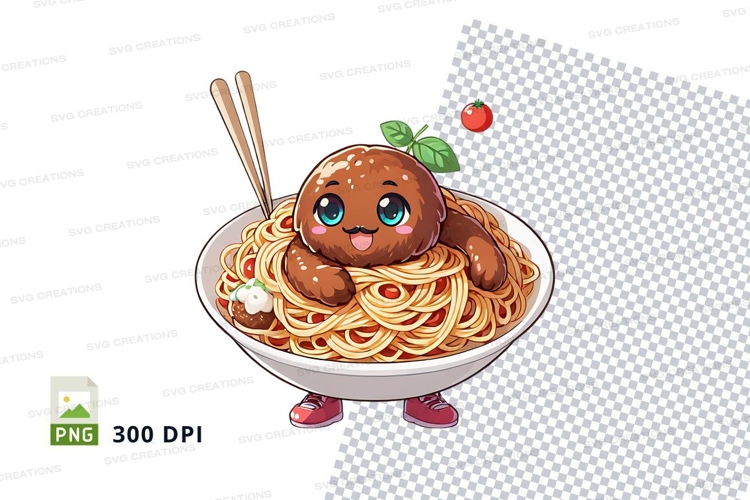 Cartoon dog character eating spaghetti clipart png