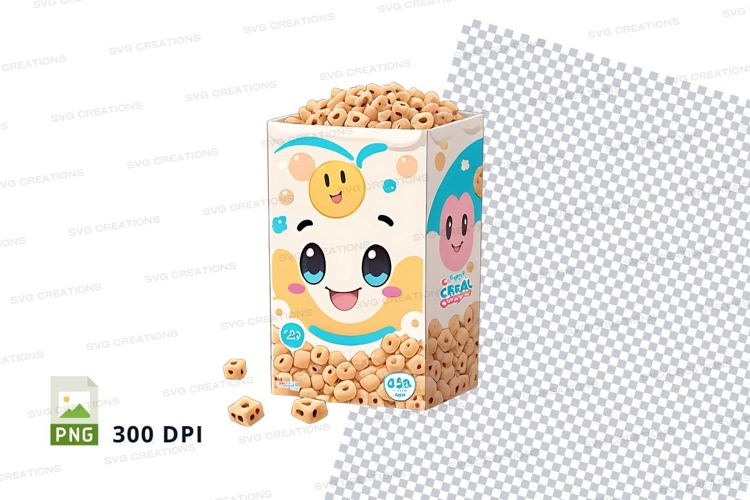 Cereal box mockup with cartoon characters