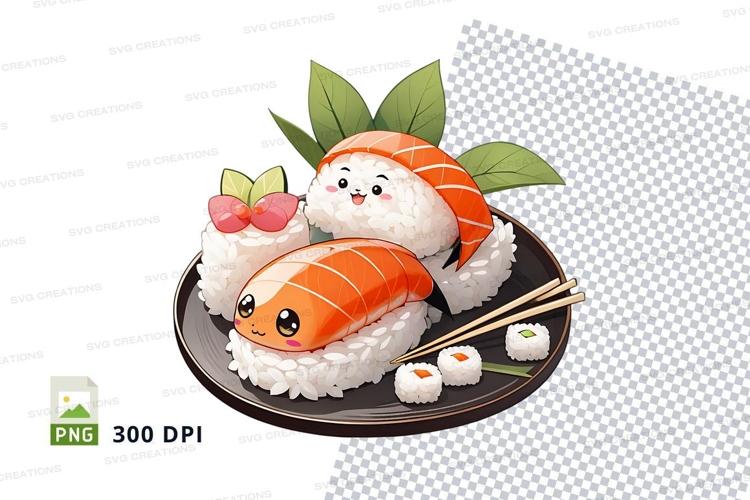 Cute cartoon sushi clipart png