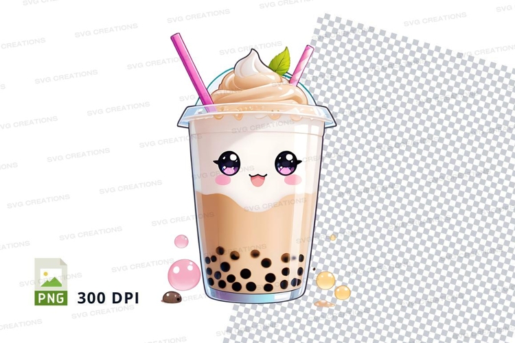 Cute bubble tea cup clipart png