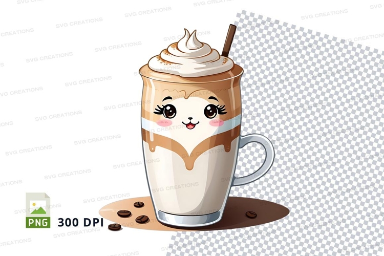 Cute cat face latte mug mockup
