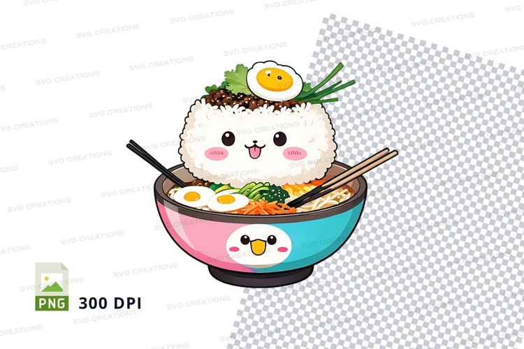 Cute cartoon ramen bowl clipart png