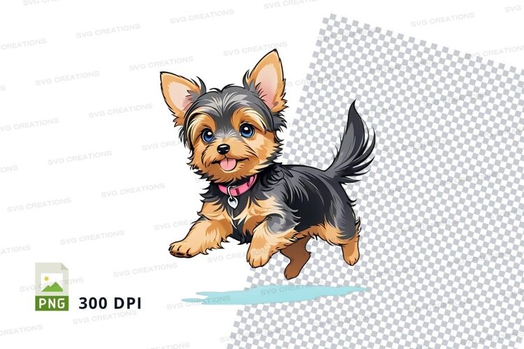 Illustrated yorkie puppy clipart example image 1