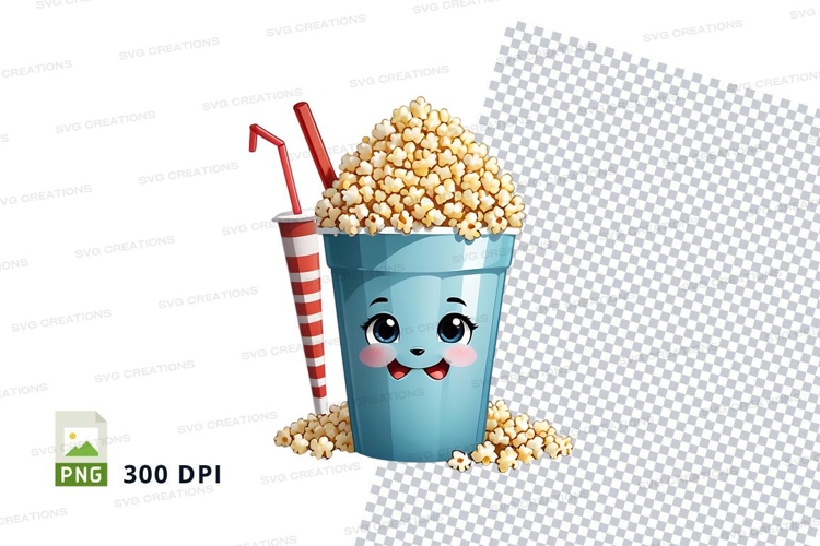Popcorn bucket with straw mockup